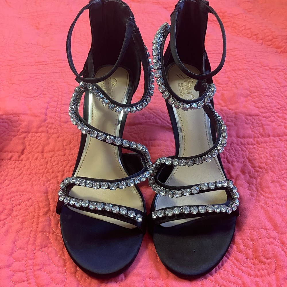 Jewel Badgley Mischka Liberty Satin and Rhinestone Heels